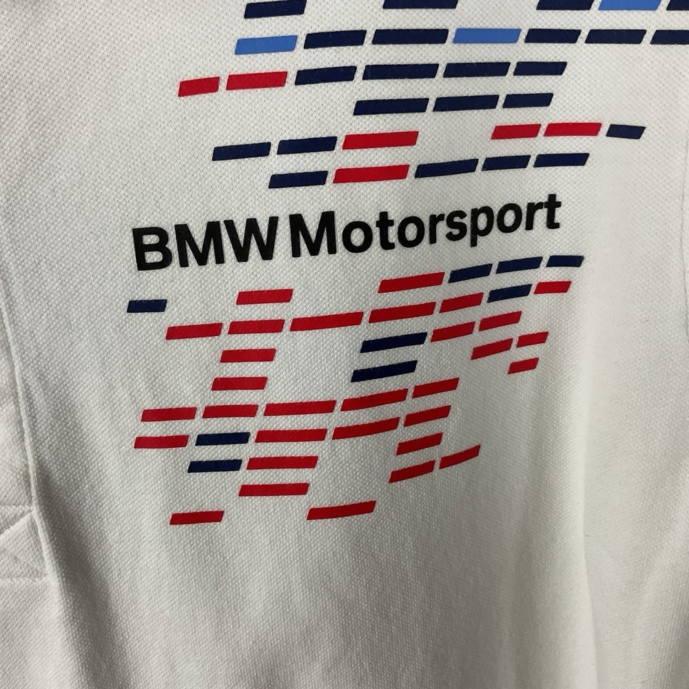 Puma x BMW Men's White Motorsport Asymmetrical Graphic Golf Polo Shirt Size L - Picture 2 of 14